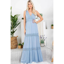 Load image into Gallery viewer, Adorn Me Crotchet Dress - Slate Blue-Dress-Ewa Squared Boutique