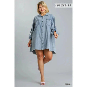 Denim Dress with Unfinished Hem-Dress-Ewa Squared Boutique